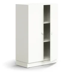 Kaappi QBUS 2 hyllytasoa, sokkeli, kahvat, 1252x800x420 mm, valkoinen