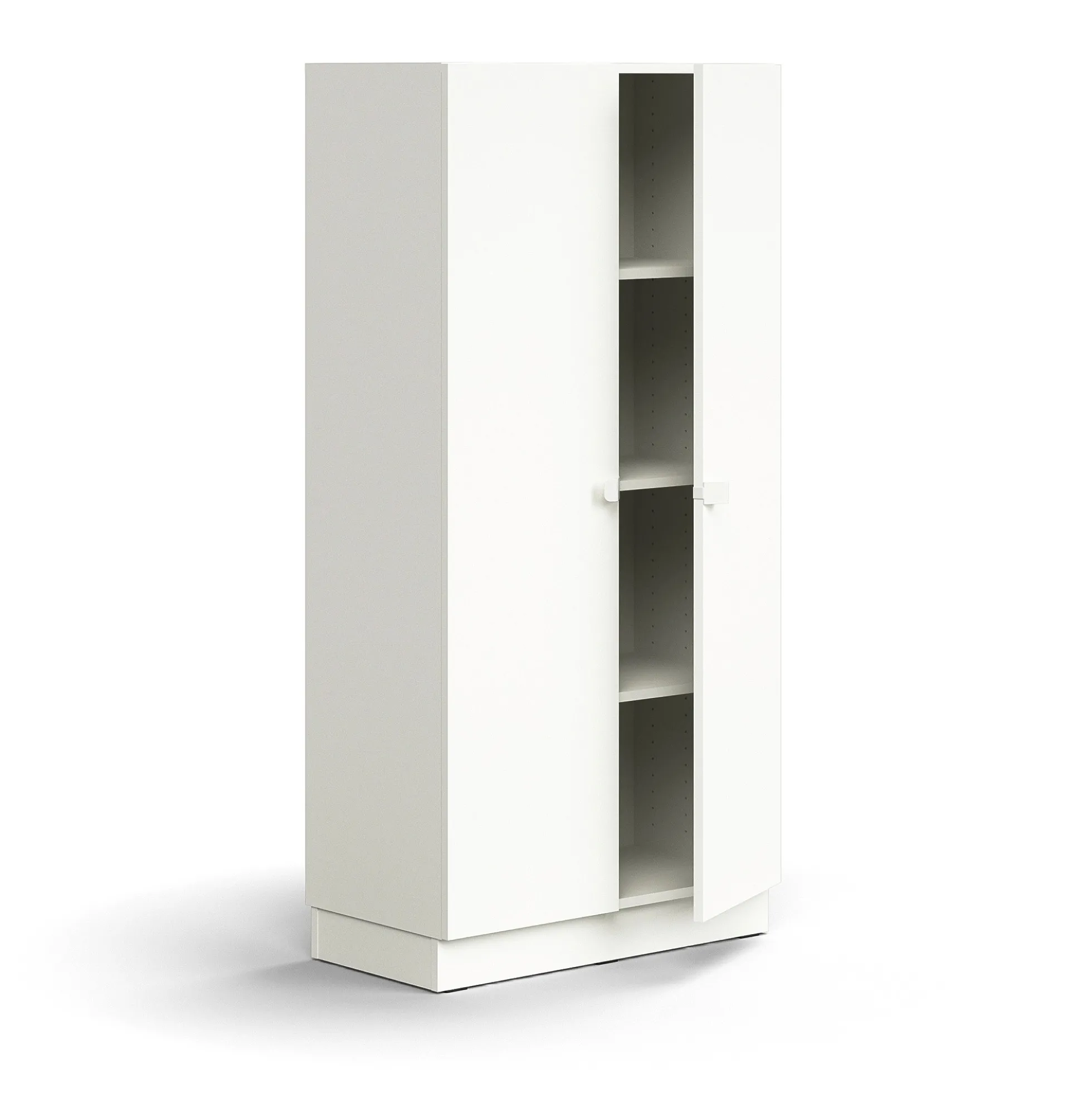 Kaappi QBUS 3 hyllytasoa, sokkeli, kahvat, 1636x800x420 mm, valkoinen