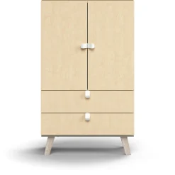 Kaappi QBUS 2 hyllytasoa + 2 vetolaatikkoa, jalusta, kahvat, 1332x800x420 mm, koivu