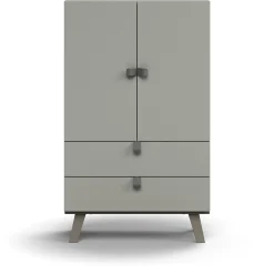 Kaappi QBUS 2 hyllytasoa + 2 vetolaatikkoa, jalusta, kahvat, 1332x800x420 mm, vaaleanharmaa