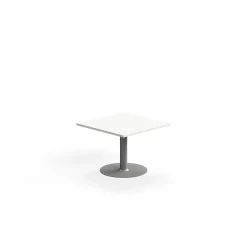 Kahvipöytä ALVA 700x700x500 mm, lattiaan kiinnitettävä, korkeapainelaminaatti, hopea/valkoinen