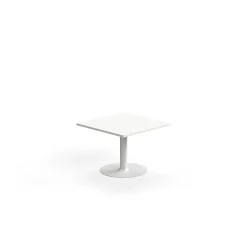 Kahvipöytä ALVA 700x700x500 mm, lattiaan kiinnitettävä, korkeapainelaminaatti, valkoinen