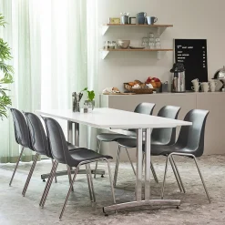 Kalusteryhmä SANNA + SIERRA 1 pöytä ja 6 tuolia, tummanharmaa/kromi