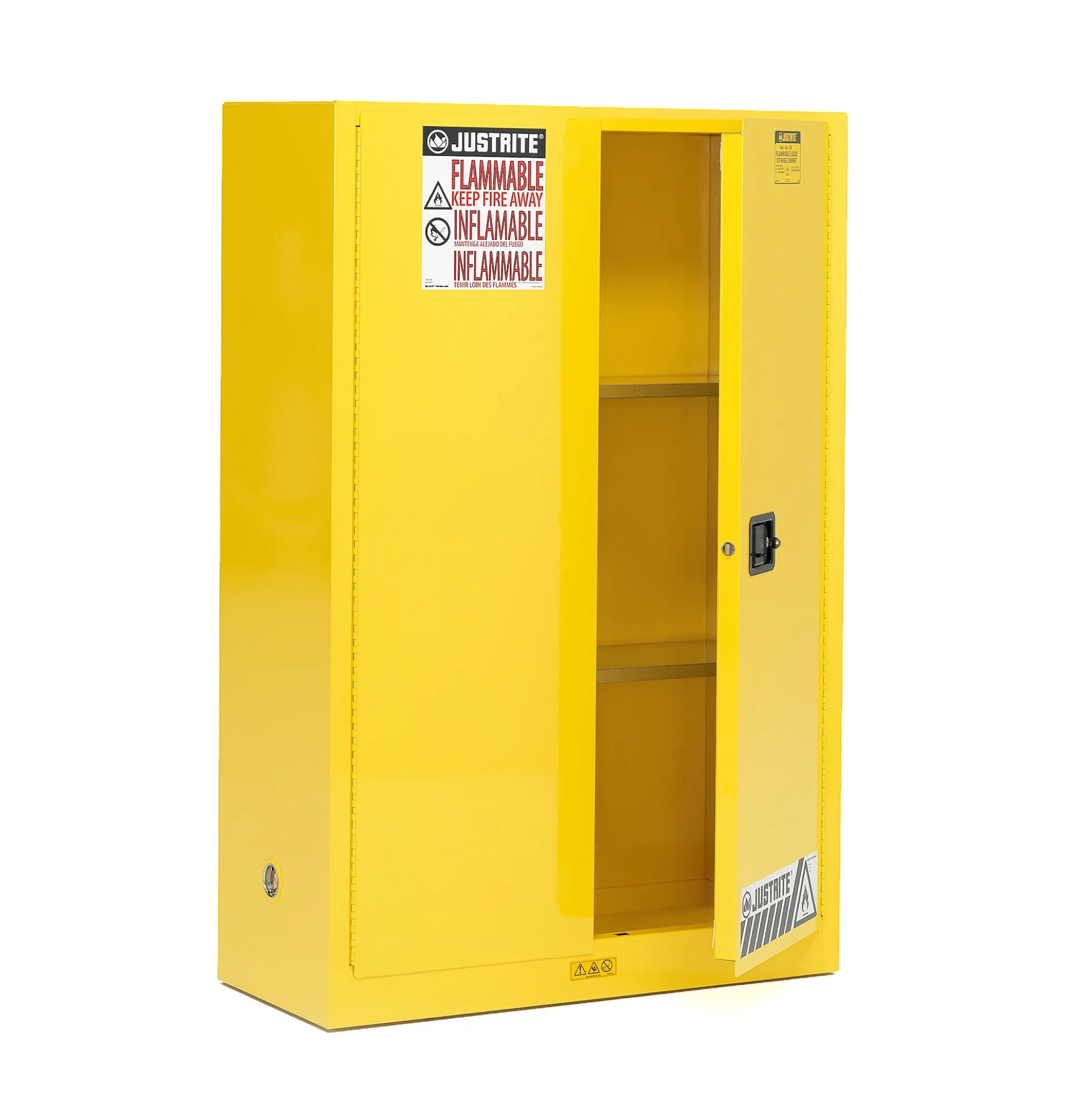 Kemikaalikaappi ENCLOSE FM-luokiteltu, itsestään sulkeutuva, 2 hyllyä, 1651x1092x457 mm, 170 litraa