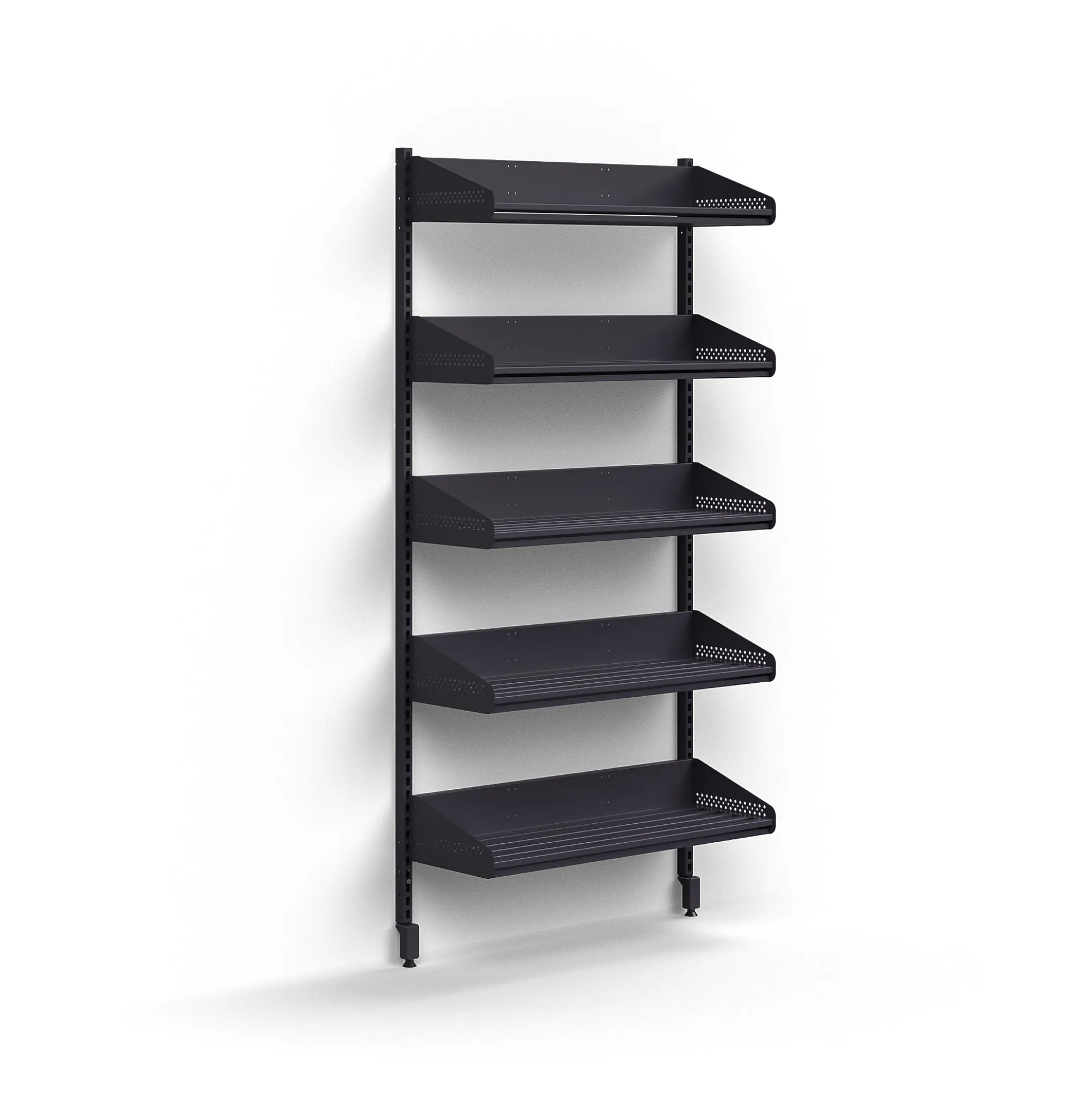 Kenkähylly ENTRY 5 hyllytasoa, perusosa, seinämalli, 1800x900x300 mm, antrasiitinharmaa
