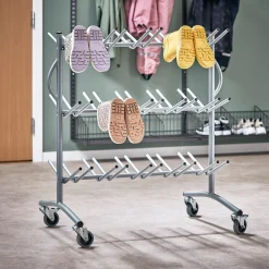 Kenkäteline NELLY Pyörällinen, 30 paria, hopeanharmaa
