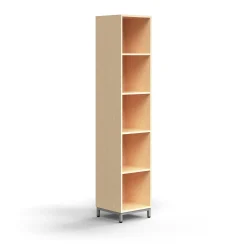Kirjahylly QBUS 4 hyllytasoa, jalusta, 2020x400x400 mm, hopeanharmaa, koivu