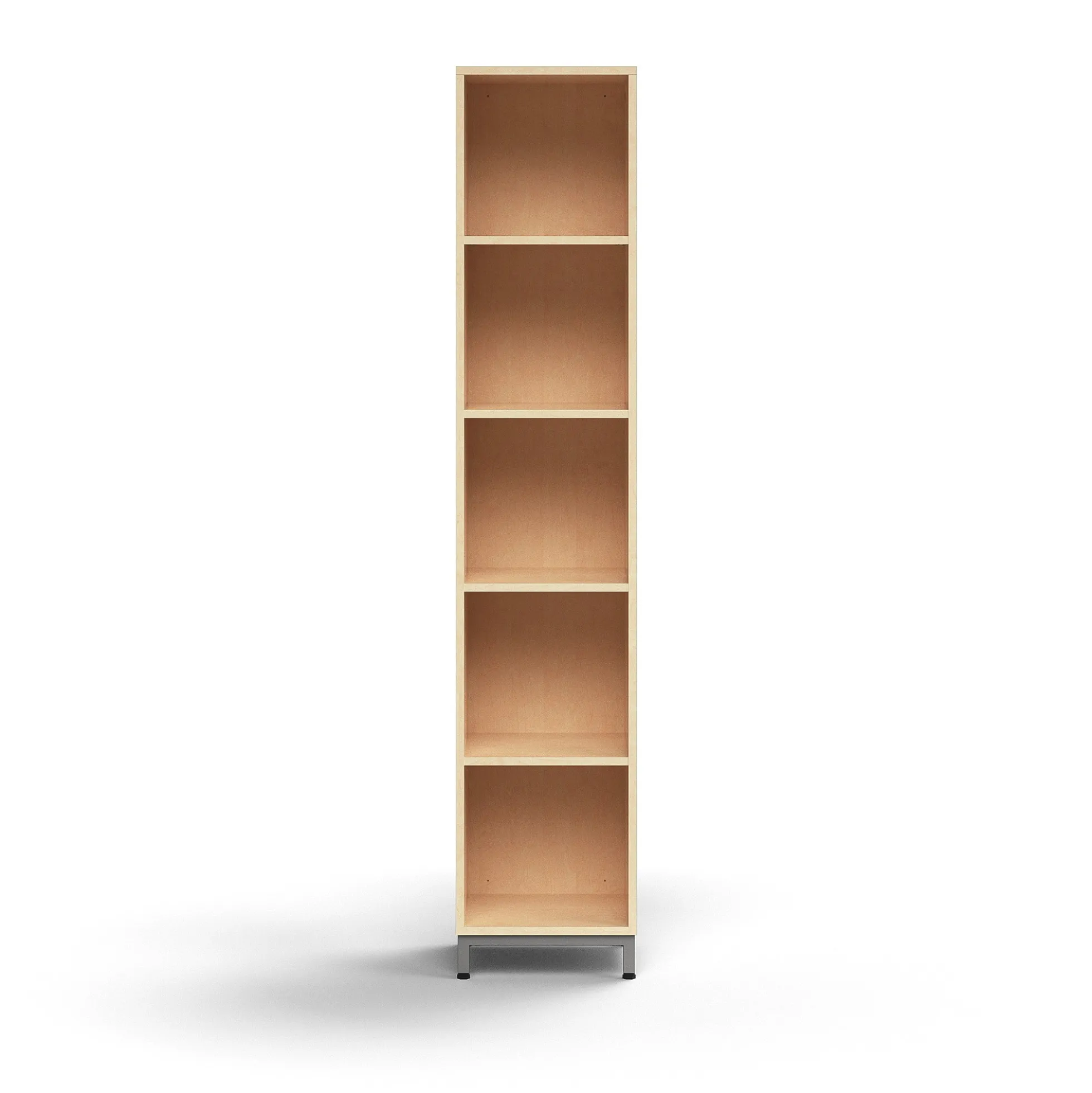 Kirjahylly QBUS 4 hyllytasoa, jalusta, 2020x400x400 mm, hopeanharmaa, koivu