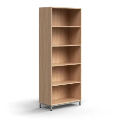 Kirjahylly QBUS 4 hyllytasoa, jalusta, 2020x800x400 mm, hopeanharmaa, tammi