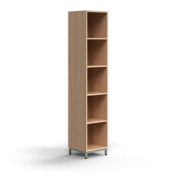 Kirjahylly QBUS 4 hyllytasoa, jalusta, 2020x400x400 mm, hopeanharmaa, tammi