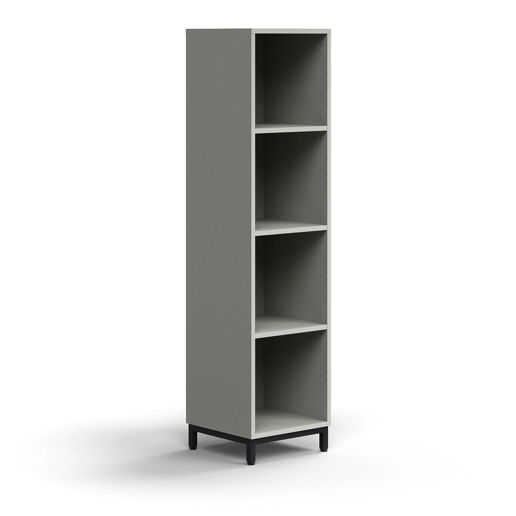 Kirjahylly QBUS 3 hyllytasoa, jalusta, 1636x400x400 mm, musta, vaaleanharmaa