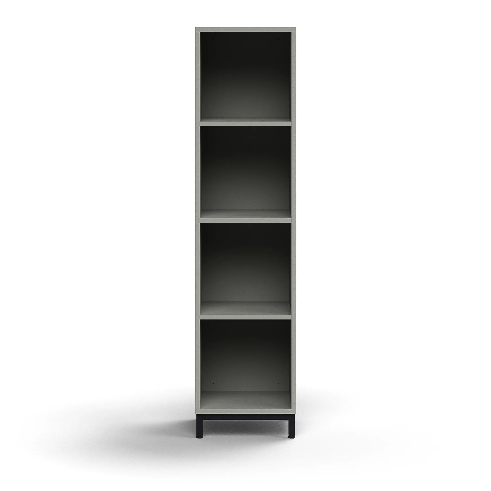 Kirjahylly QBUS 3 hyllytasoa, jalusta, 1636x400x400 mm, musta, vaaleanharmaa