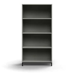 Kirjahylly QBUS 3 hyllytasoa, jalusta, 1636x800x400 mm, musta, vaaleanharmaa