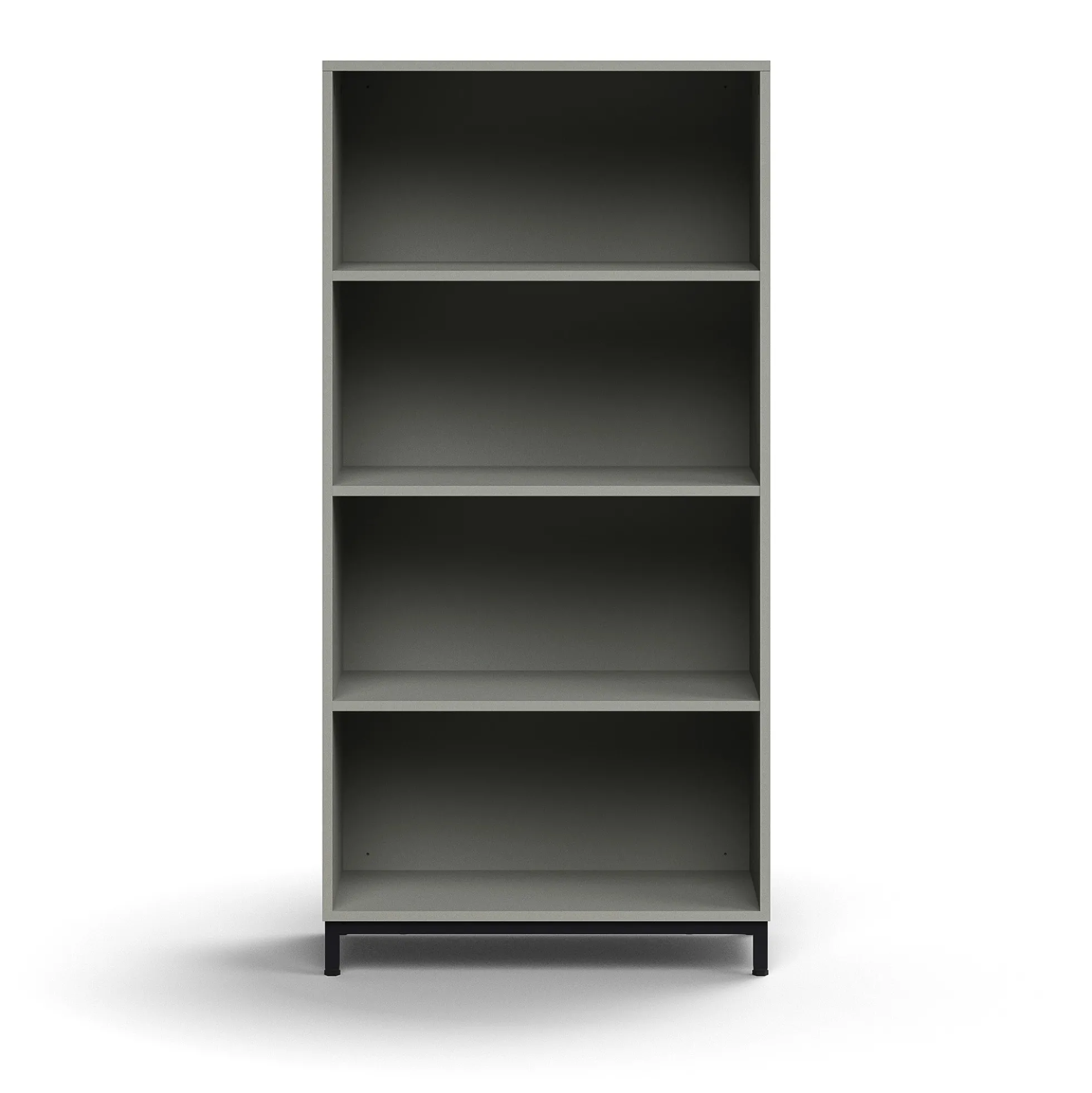 Kirjahylly QBUS 3 hyllytasoa, jalusta, 1636x800x400 mm, musta, vaaleanharmaa