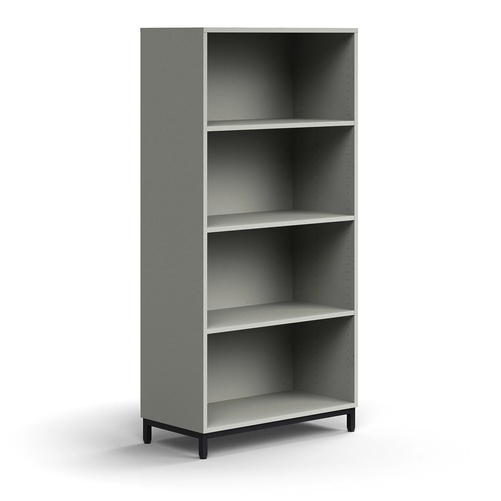 Kirjahylly QBUS 3 hyllytasoa, jalusta, 1636x800x400 mm, musta, vaaleanharmaa