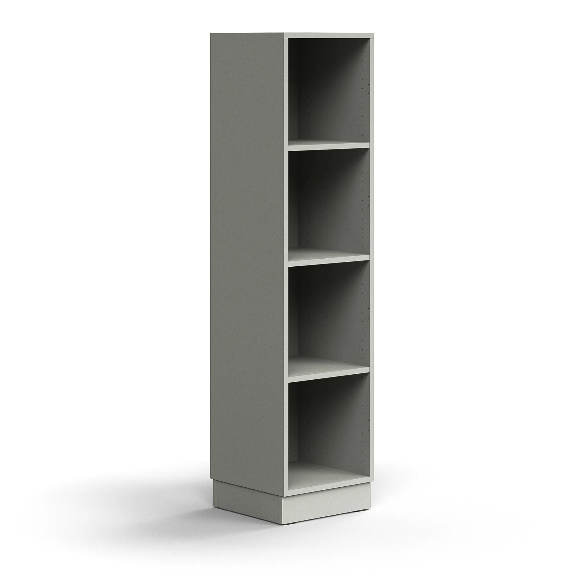 Kirjahylly QBUS 3 hyllytasoa, sokkeli, 1636x400x400 mm, vaaleanharmaa