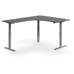 Kulmasähköpöytä FLEXUS 1600x2000 mm, hopeanharmaa jalusta, harmaa