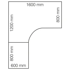 Kulmasähköpöytä FLEXUS 1600x2000 mm, hopeanharmaa jalusta, harmaa