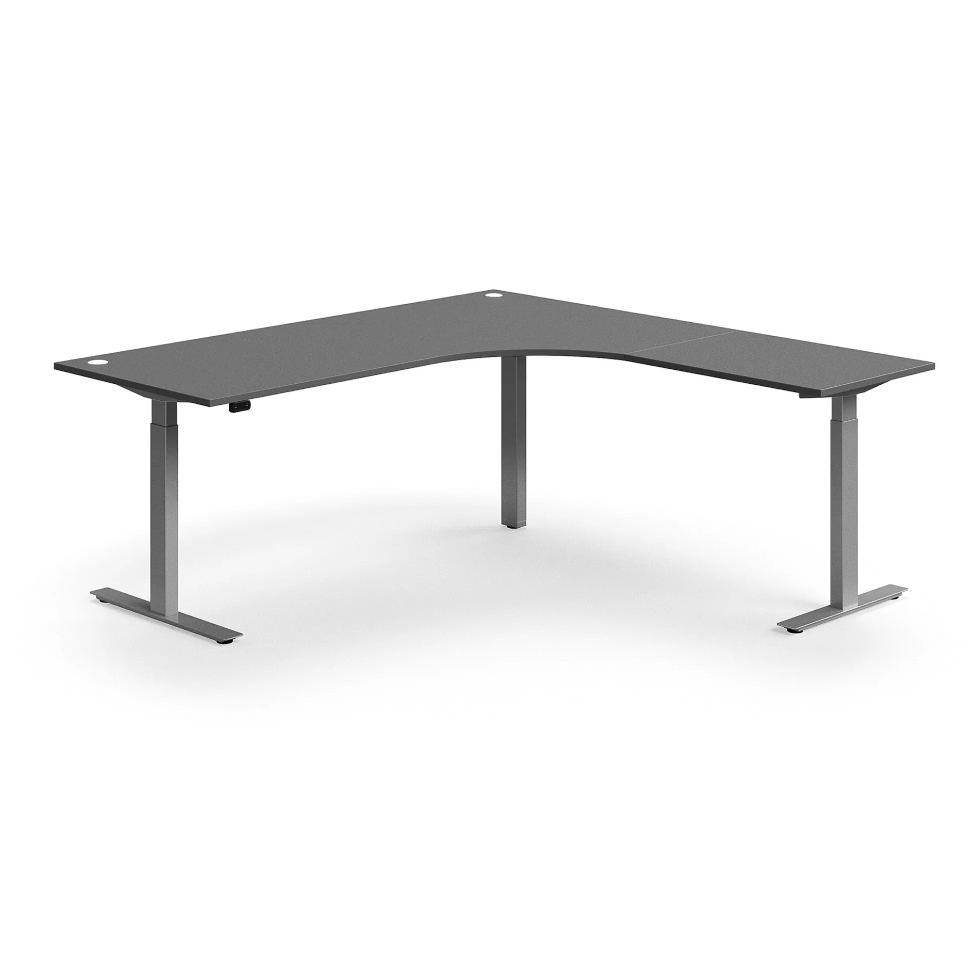 Kulmasähköpöytä FLEXUS 2000x2000 mm, hopeanharmaa jalusta, harmaa