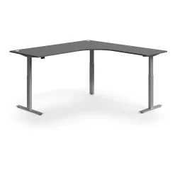 Kulmasähköpöytä FLEXUS 2000x2000 mm, hopeanharmaa jalusta, harmaa