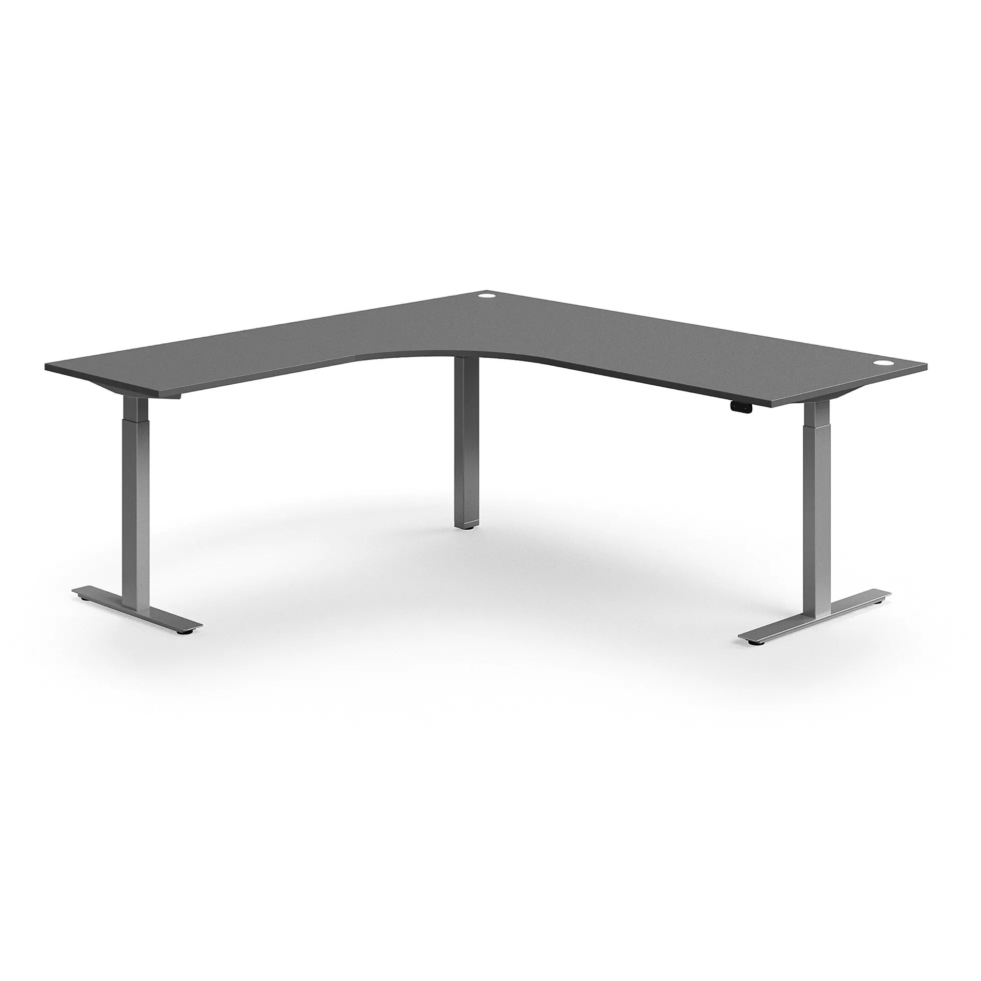 Kulmasähköpöytä FLEXUS 2000x2000 mm, hopeanharmaa jalusta, harmaa