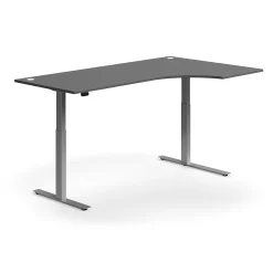 Kulmasähköpöytä FLEXUS 2000x1200 mm, hopeanharmaa jalusta, harmaa