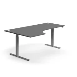 Kulmasähköpöytä FLEXUS 2000x1200 mm, hopeanharmaa jalusta, harmaa