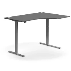 Kulmasähköpöytä FLEXUS 1600x1200 mm, hopeanharmaa jalusta, harmaa