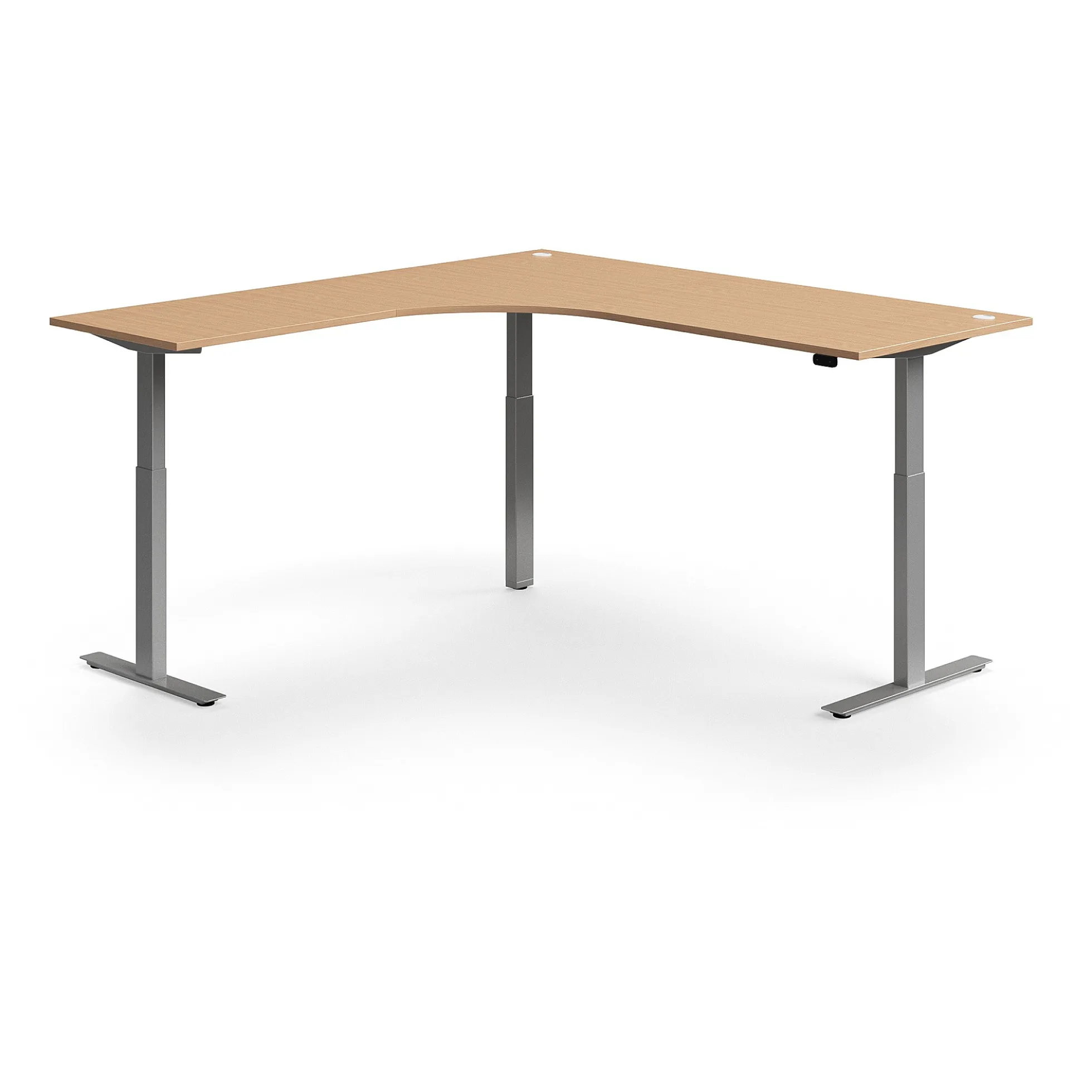 Kulmasähköpöytä FLEXUS 2000x2000 mm, hopeanharmaa jalusta, pyökki