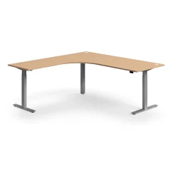 Kulmasähköpöytä FLEXUS 2000x2000 mm, hopeanharmaa jalusta, pyökki