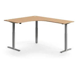 Kulmasähköpöytä FLEXUS 1600x2000 mm, hopeanharmaa jalusta, pyökki