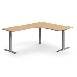 Kulmasähköpöytä FLEXUS 1600x2000 mm, hopeanharmaa jalusta, pyökki