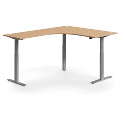 Kulmasähköpöytä FLEXUS 1600x2000 mm, hopeanharmaa jalusta, pyökki