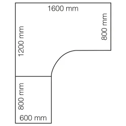 Kulmasähköpöytä FLEXUS 1600x2000 mm, hopeanharmaa jalusta, pyökki