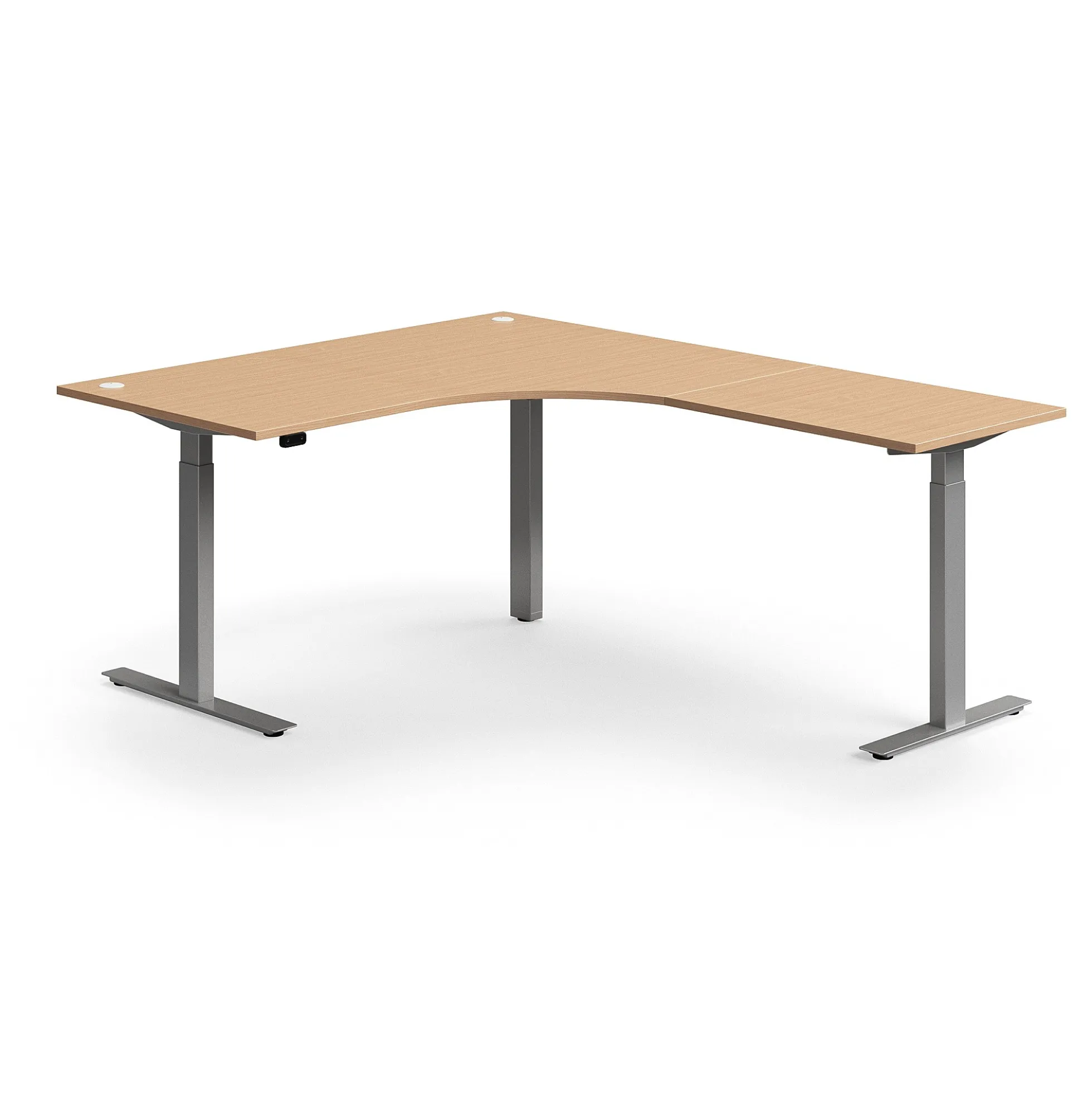 Kulmasähköpöytä FLEXUS 1600x2000 mm, hopeanharmaa jalusta, pyökki