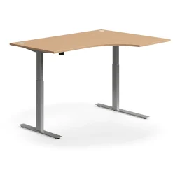 Kulmasähköpöytä FLEXUS 1600x1200 mm, hopeanharmaa jalusta, pyökki