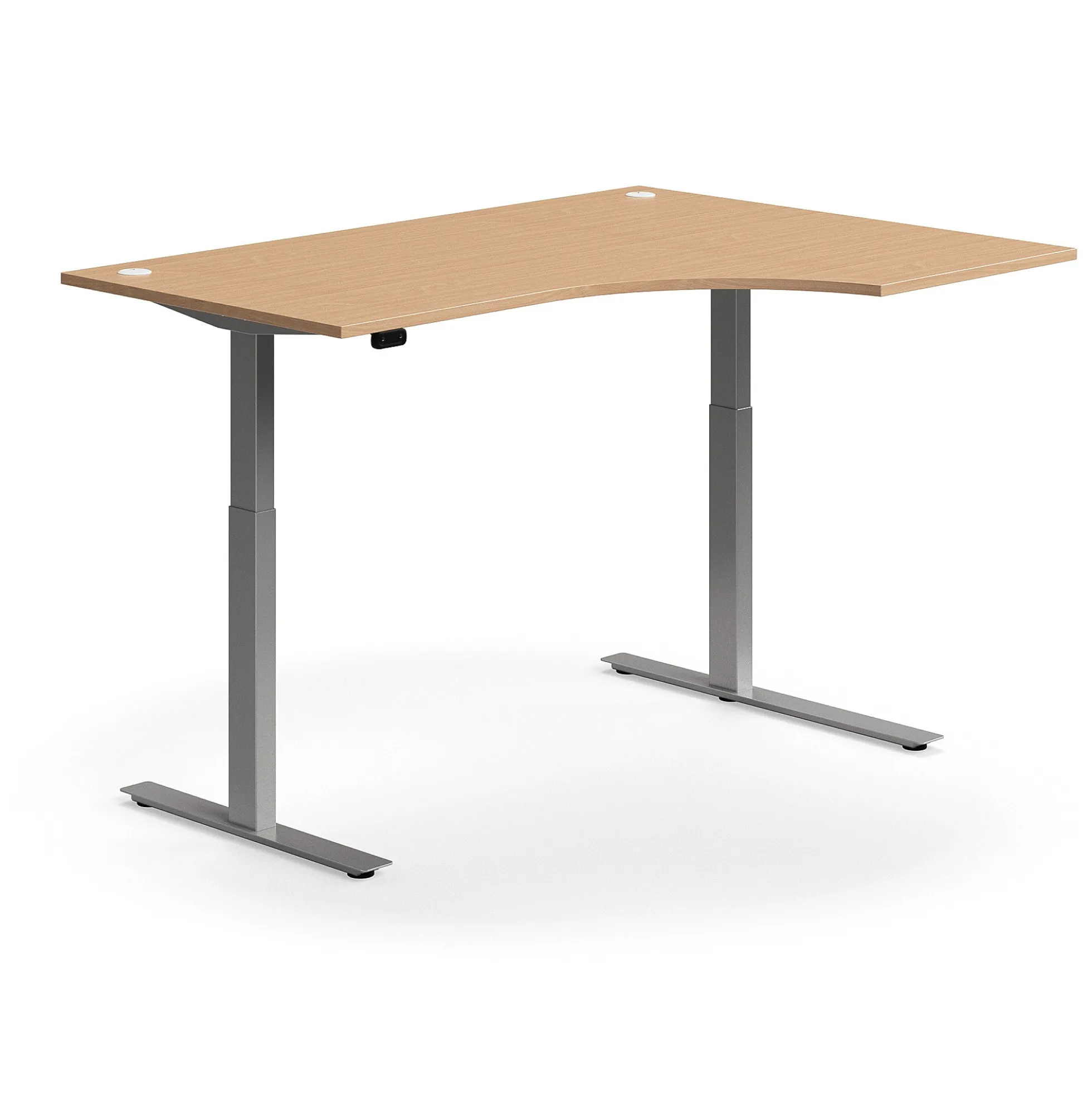 Kulmasähköpöytä FLEXUS 1600x1200 mm, hopeanharmaa jalusta, pyökki