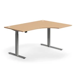 Kulmasähköpöytä FLEXUS 1600x1200 mm, hopeanharmaa jalusta, pyökki