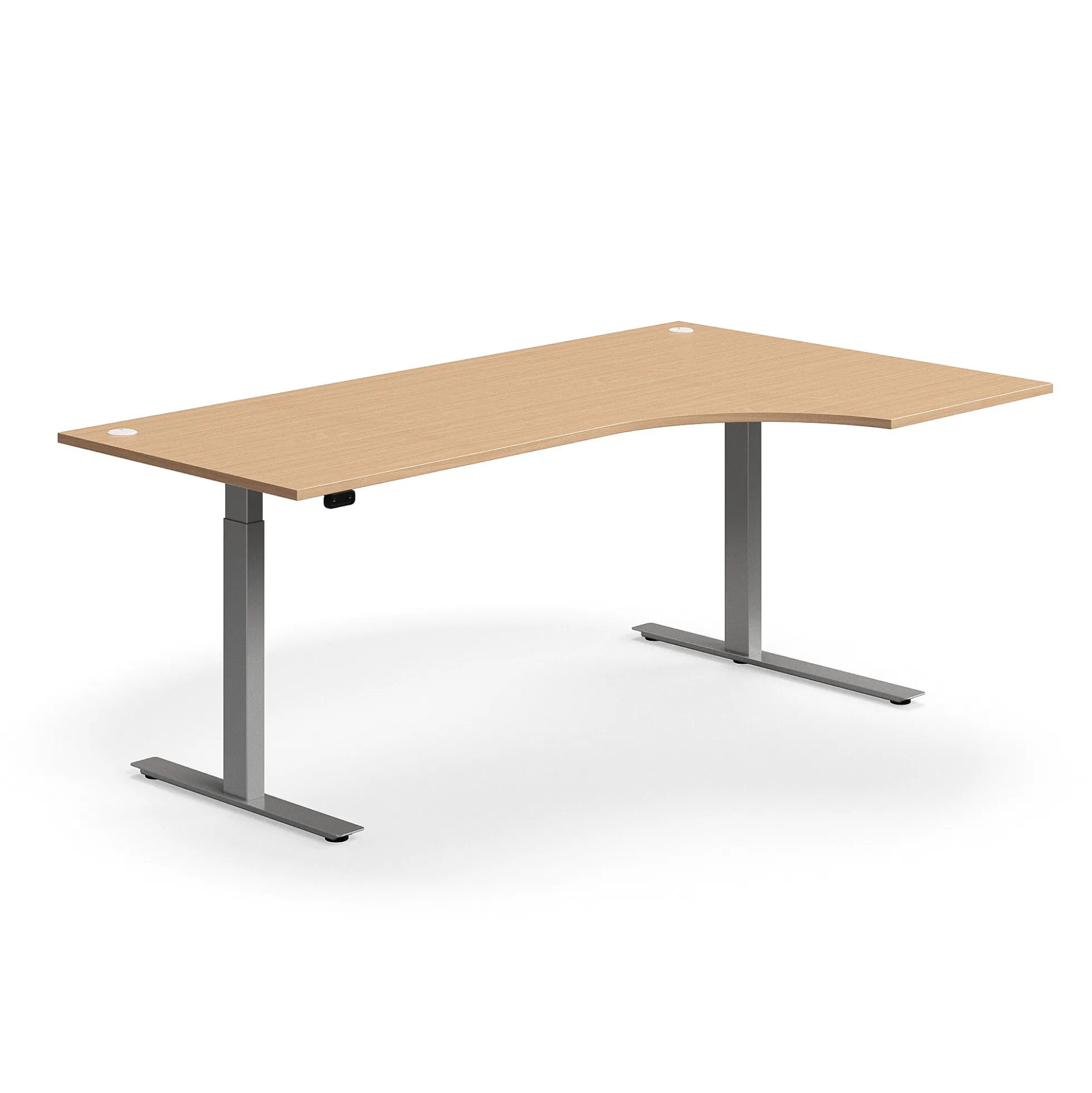 Kulmasähköpöytä FLEXUS 2000x1200 mm, hopeanharmaa jalusta, pyökki