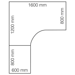 Kulmasähköpöytä FLEXUS 1600x2000 mm, hopeanharmaa jalusta, valkoinen