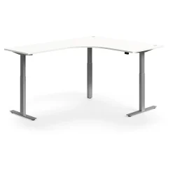 Kulmasähköpöytä FLEXUS 1600x2000 mm, hopeanharmaa jalusta, valkoinen
