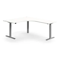 Kulmasähköpöytä FLEXUS 1600x2000 mm, hopeanharmaa jalusta, valkoinen