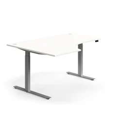 Kulmasähköpöytä FLEXUS 1600x1200 mm, hopeanharmaa jalusta, valkoinen