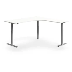 Kulmasähköpöytä FLEXUS 2000x2000 mm, hopeanharmaa jalusta, valkoinen