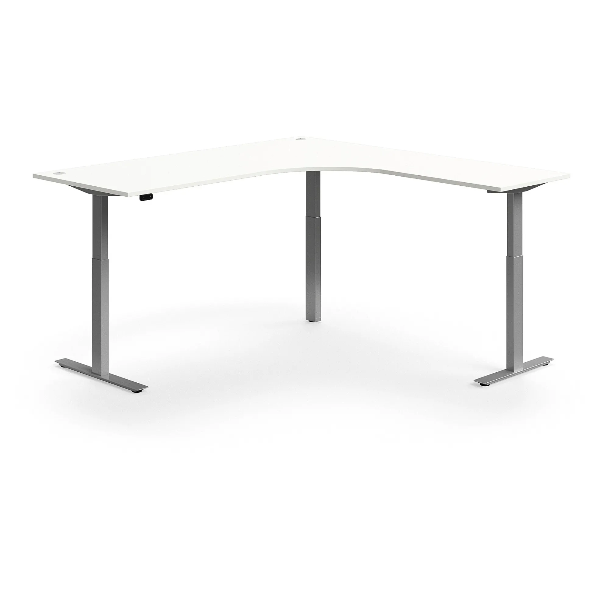 Kulmasähköpöytä FLEXUS 2000x2000 mm, hopeanharmaa jalusta, valkoinen