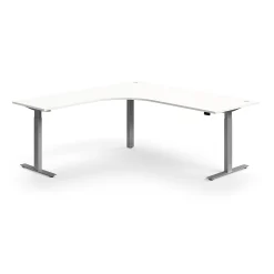 Kulmasähköpöytä FLEXUS 2000x2000 mm, hopeanharmaa jalusta, valkoinen