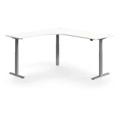 Kulmasähköpöytä FLEXUS 2000x2000 mm, hopeanharmaa jalusta, valkoinen