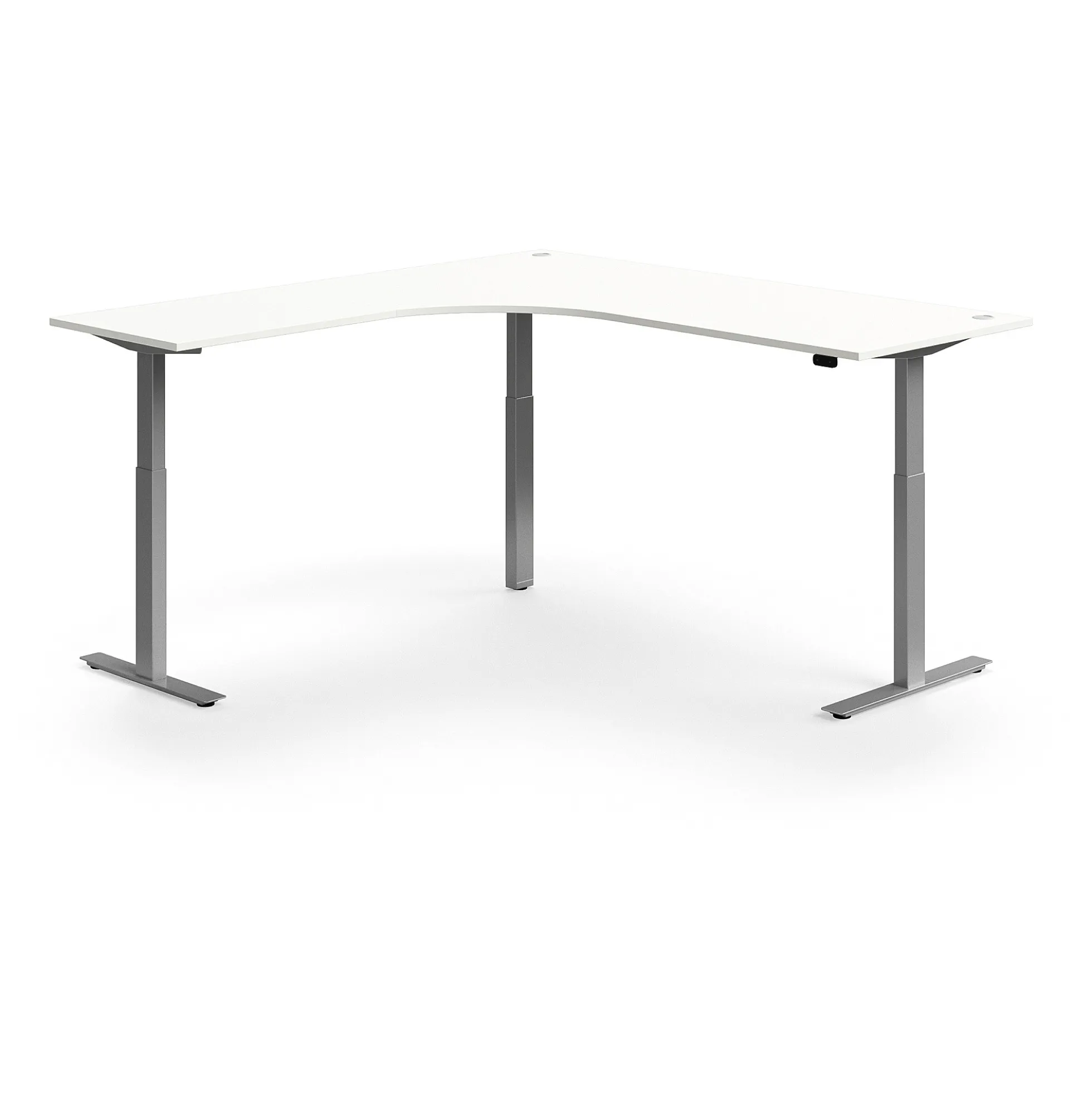 Kulmasähköpöytä FLEXUS 2000x2000 mm, hopeanharmaa jalusta, valkoinen
