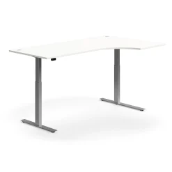 Kulmasähköpöytä FLEXUS 2000x1200 mm, hopeanharmaa jalusta, valkoinen