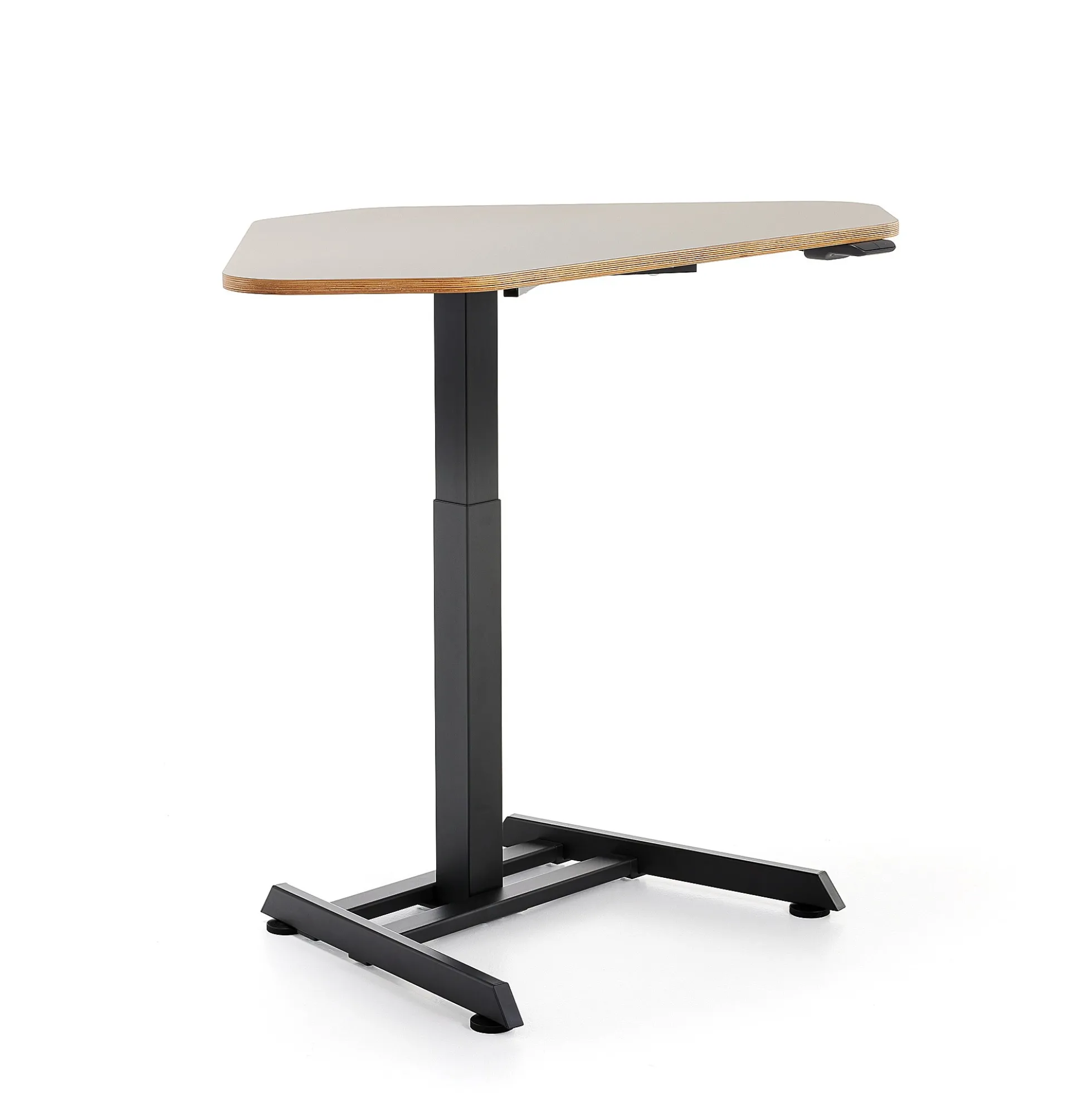 Kulmasähköpöytä NOVUS 1200x750 mm, musta jalusta, savenharmaa pöytälevy